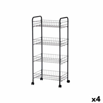 Gemüsewagen Kinvara Schwarz Metall Polypropylen Kunststoff 40,5 x 27 x 82,5 cm 26,5 x 82 x 8,5 cm (4 Stück)