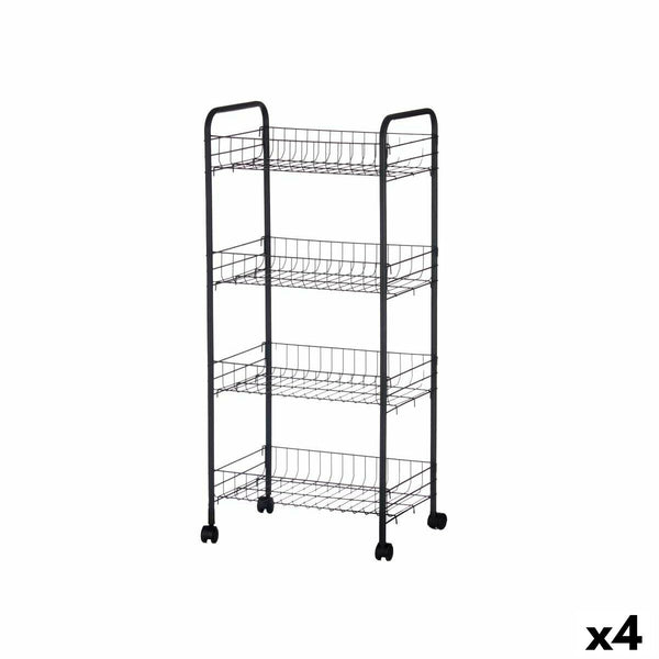 Gemüsewagen Kinvara Schwarz Metall Polypropylen Kunststoff 40,5 x 27 x 82,5 cm 26,5 x 82 x 8,5 cm (4 Stück)
