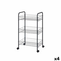 Gemüsewagen Kinvara Schwarz Metall Polypropylen Kunststoff 37 x 27 x 63 cm 26,5 x 56 x 8,5 cm (4 Stück)
