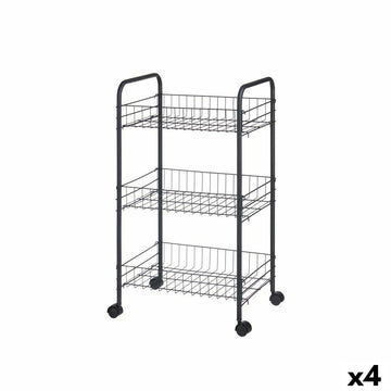 Gemüsewagen Kinvara Schwarz Metall Polypropylen Kunststoff 37 x 27 x 63 cm 26,5 x 56 x 8,5 cm (4 Stück)