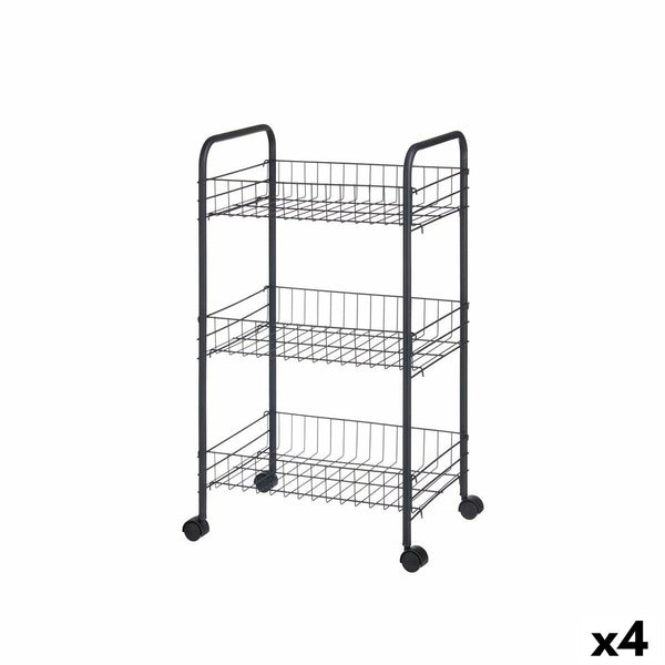 Gemüsewagen Kinvara Schwarz Metall Polypropylen Kunststoff 37 x 27 x 63 cm 26,5 x 56 x 8,5 cm (4 Stück)