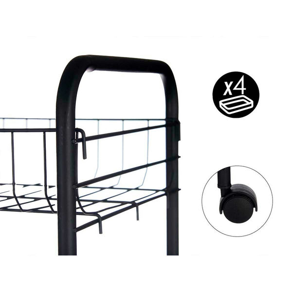 Gemüsewagen Kinvara Schwarz Metall Polypropylen Kunststoff 37 x 27 x 63 cm 26,5 x 56 x 8,5 cm (4 Stück)