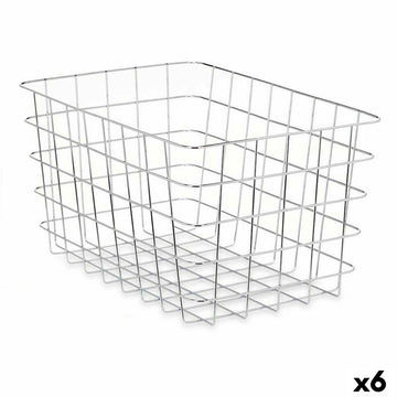 Mehrzweckkorb Kinvara Silberfarben Silber Metall 38 x 21 x 26 cm rechteckig (6 Stück)