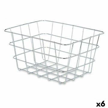 Mehrzweckkorb Kinvara Silberfarben Silber Metall 24 x 12,5 x 18,5 cm rechteckig (6 Stück)