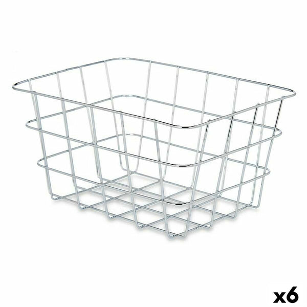 Mehrzweckkorb Kinvara Silberfarben Silber Metall 24 x 12,5 x 18,5 cm rechteckig (6 Stück)