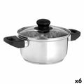 Kasserolle mit Glasabdeckung Kinvara Durchsichtig Silberfarben 1,8 L 28 x 9 x 18 cm (6 Stück)