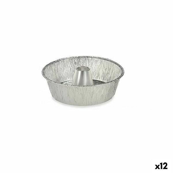Puddingform Kinvara Silberfarben Aluminium 25 x 7,7 x 25 cm Einwegartikel Flan (12 Stück)