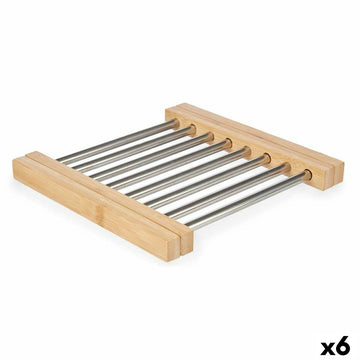 Untersetzer Kinvara Braun Silberfarben Silber Metall Bambus 36,4 x 2,2 x 21,3 cm 22 x 2,2 x 21,3 cm (6 Stück)