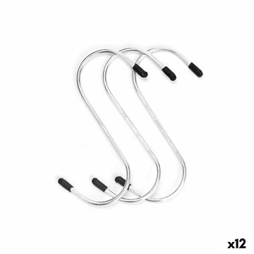 Haken zum Aufhängen Kinvara Silberfarben Silber Metall 12 cm 10,5 x 21 x 2 cm Satz (12 Stück)