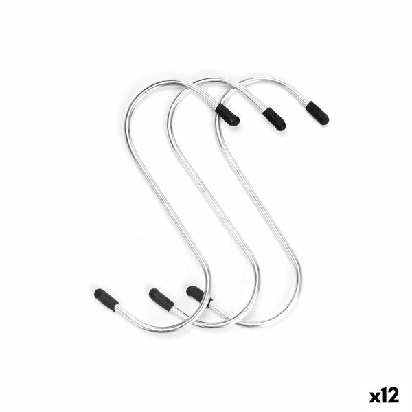 Haken zum Aufhängen Kinvara Silberfarben Silber Metall 12 cm 10,5 x 21 x 2 cm Satz (12 Stück)