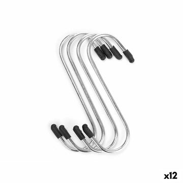 Haken zum Aufhängen Kinvara Silberfarben Silber Metall 10,3 x 21 x 2 cm Satz (12 Stück)