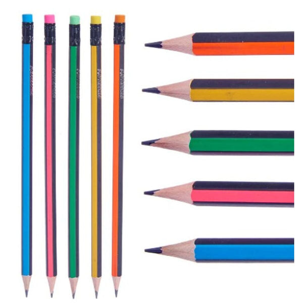 Bleistifte Set Pincello 473 Gelb Blau grün Bunt Orange Streifen (12 Stück)