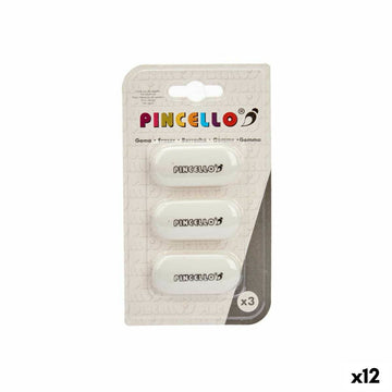 Radiergummi-Set Pincello Weiß 9 x 16 x 1 cm (12 Stück)