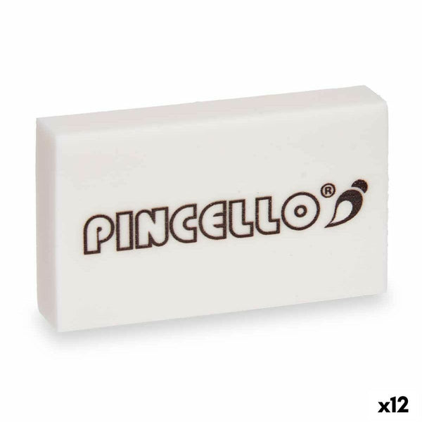 Radiergummi Pincello Weiß 9 x 16 x 1,5 cm (12 Stück)