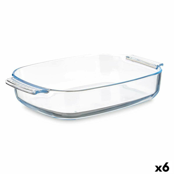 Kochschüssel Vivalto T3-38 T3-38 Durchsichtig Borosilikatglas 3,8 L 38 x 6,5 x 25,4 cm Mit Griffen (6 Stück)