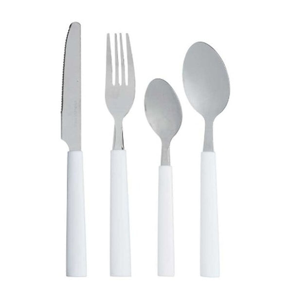 Besteck-Set Kinvara Weiß Silberfarben Edelstahl Kunststoff 22,5 x 37,5 x 4,5 cm 23 x 38 x 5 cm (6 Stück)