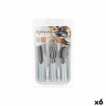 Besteck-Set Kinvara Weiß Silberfarben Edelstahl Kunststoff 22,5 x 37,5 x 4,5 cm 23 x 38 x 5 cm (6 Stück)