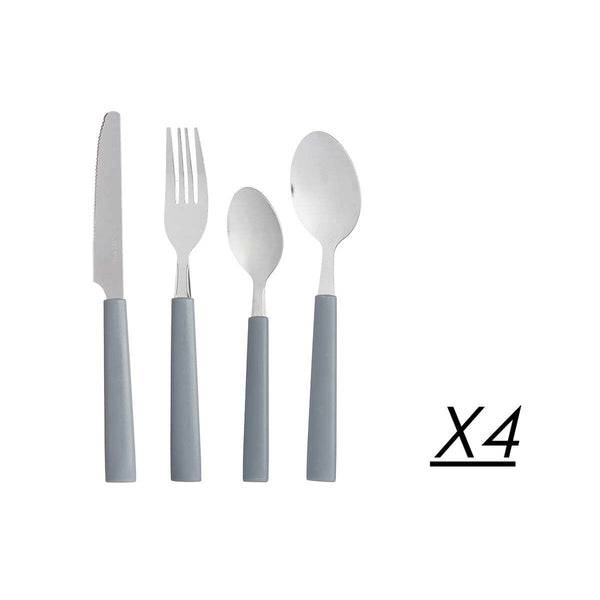 Besteck-Set Kinvara Grau Silberfarben Edelstahl Kunststoff 22,5 x 37,5 x 4,5 cm (6 Stück)