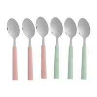 Löffel-Set Kinvara CN-KT166096-1S grün Rosa Silberfarben Edelstahl Kunststoff 18,7 cm (12 Stück)