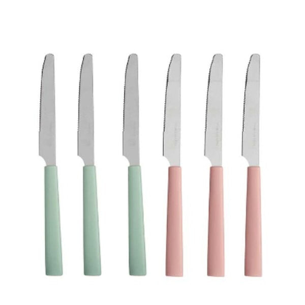 Messerset Kinvara grün Rosa Silberfarben Edelstahl Kunststoff 9 x 28,3 x 3 cm (12 Stück)