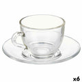 Tasse mit Untertasse Vivalto S12212/BHA S12212/BHA Durchsichtig Glas 85 ml (6 Stück)