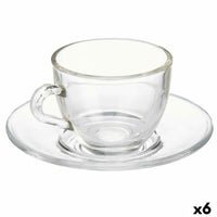 Tasse mit Untertasse Vivalto S12212/BHA S12212/BHA Durchsichtig Glas 85 ml (6 Stück)