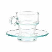 Tasse mit Untertasse Vivalto 41087 41087 Durchsichtig Glas 90 ml (6 Stück)