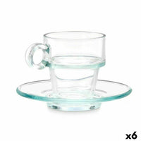 Tasse mit Untertasse Vivalto 41087 41087 Durchsichtig Glas 90 ml (6 Stück)