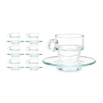 Tasse mit Untertasse Vivalto 41087 41087 Durchsichtig Glas 90 ml (6 Stück)