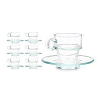 Tasse mit Untertasse Vivalto 41087 41087 Durchsichtig Glas 90 ml (6 Stück)