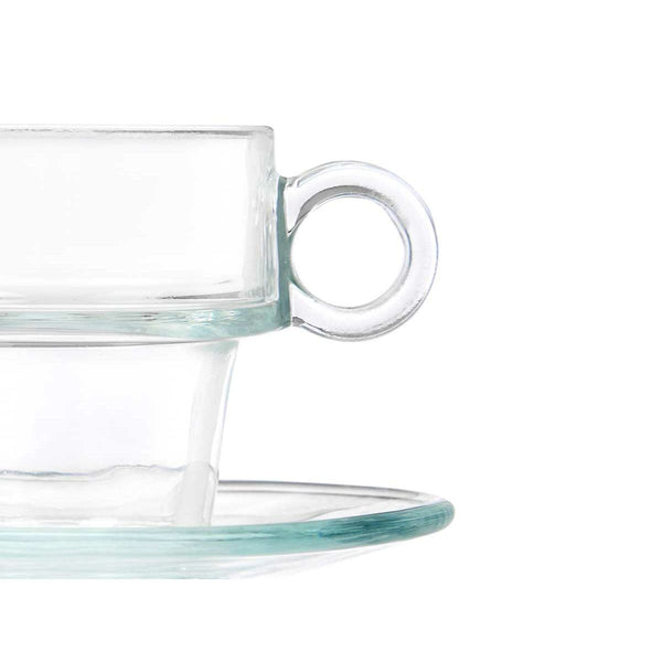 Tasse mit Untertasse Vivalto 41087 41087 Durchsichtig Glas 90 ml (6 Stück)