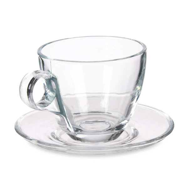 Tasse mit Untertasse Vivalto Durchsichtig Glas 170 ml (6 Stück)