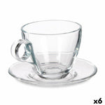 Tasse mit Untertasse Vivalto Durchsichtig Glas 170 ml (6 Stück)