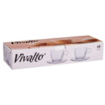 Tasse mit Untertasse Vivalto Durchsichtig Glas 170 ml (6 Stück)