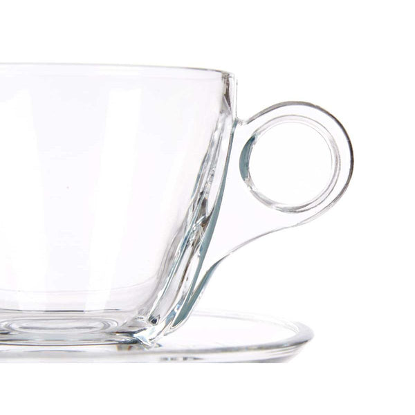 Tasse mit Untertasse Vivalto Durchsichtig Glas 170 ml (6 Stück)