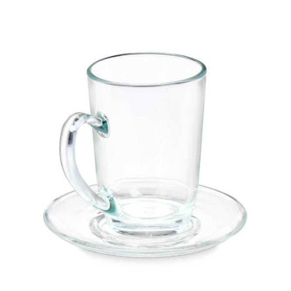 Tasse mit Untertasse Vivalto 41089 41089 Durchsichtig Glas 200 ml (6 Stück)