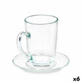 Tasse mit Untertasse Vivalto 41089 41089 Durchsichtig Glas 200 ml (6 Stück)