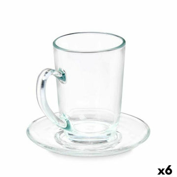 Tasse mit Untertasse Vivalto 41089 41089 Durchsichtig Glas 200 ml (6 Stück)