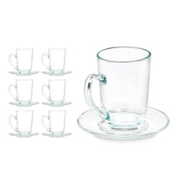 Tasse mit Untertasse Vivalto 41089 41089 Durchsichtig Glas 200 ml (6 Stück)