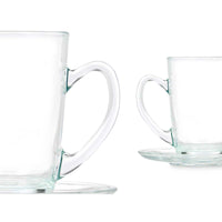Tasse mit Untertasse Vivalto 41089 41089 Durchsichtig Glas 200 ml (6 Stück)