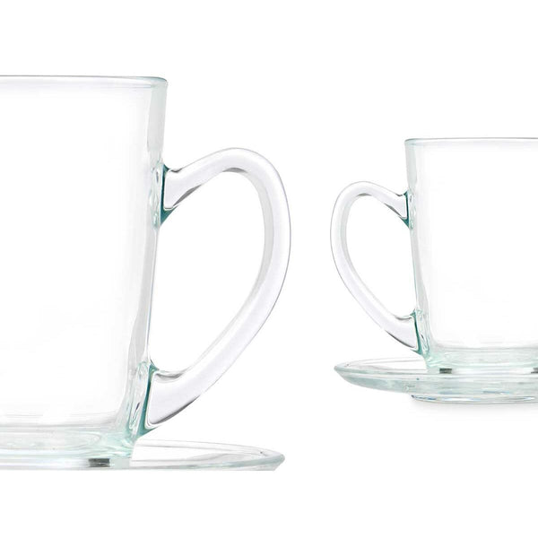 Tasse mit Untertasse Vivalto 41089 41089 Durchsichtig Glas 200 ml (6 Stück)