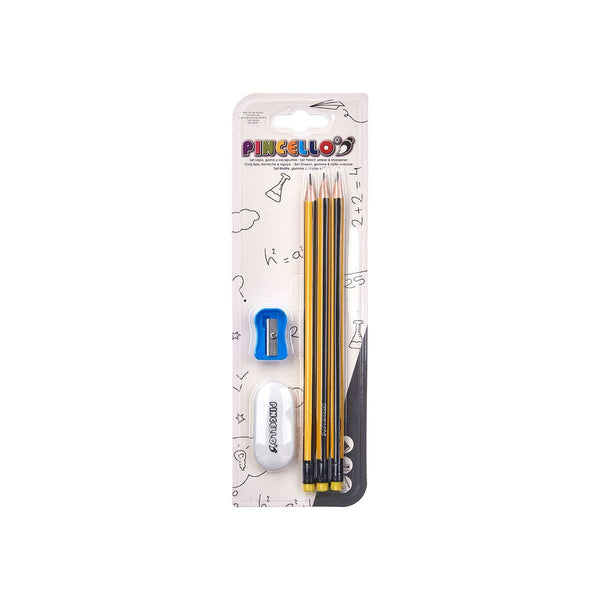 Bleistifte Set Pincello 476 Gelb Rot grün Spitzer Radiergummi (12 Stück)