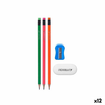 Bleistifte Set Pincello 477 Blau Rot grün Orange Spitzer Radiergummi (12 Stück)