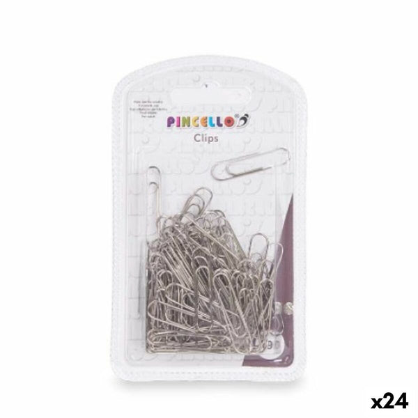 Clips Pincello Silberfarben Metall Mittel (24 Stück)