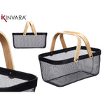 Mehrzweckkorb Kinvara 1031 Schwarz Holz Metall 42,5 x 18 x 26,5 cm (6 Stück)