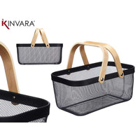 Mehrzweckkorb Kinvara 1031 Schwarz Holz Metall 42,5 x 18 x 26,5 cm (6 Stück)