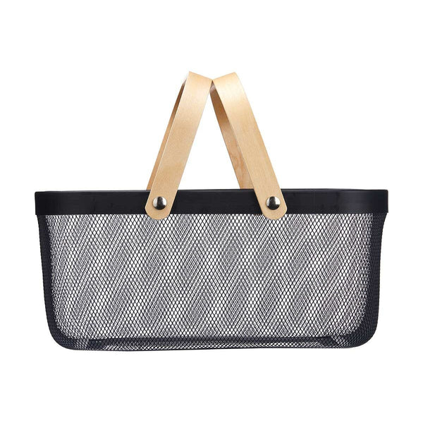 Mehrzweckkorb Kinvara 1031 Schwarz Holz Metall 42,5 x 18 x 26,5 cm (6 Stück)