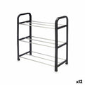 Schuhschrank 3 Regale Schwarz Silberfarben 40 x 19 x 14 cm (12 Stück)