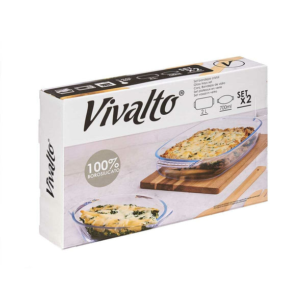Tablettset Vivalto Durchsichtig Borosilikatglas 700 ml 2 L 2L 30,2 x 5,8 x 19,7 cm (6 Stück)