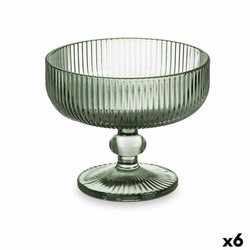 Eiscreme- und Milchshakes-Becher Streifen grün Glas 310 ml (6 Stück)